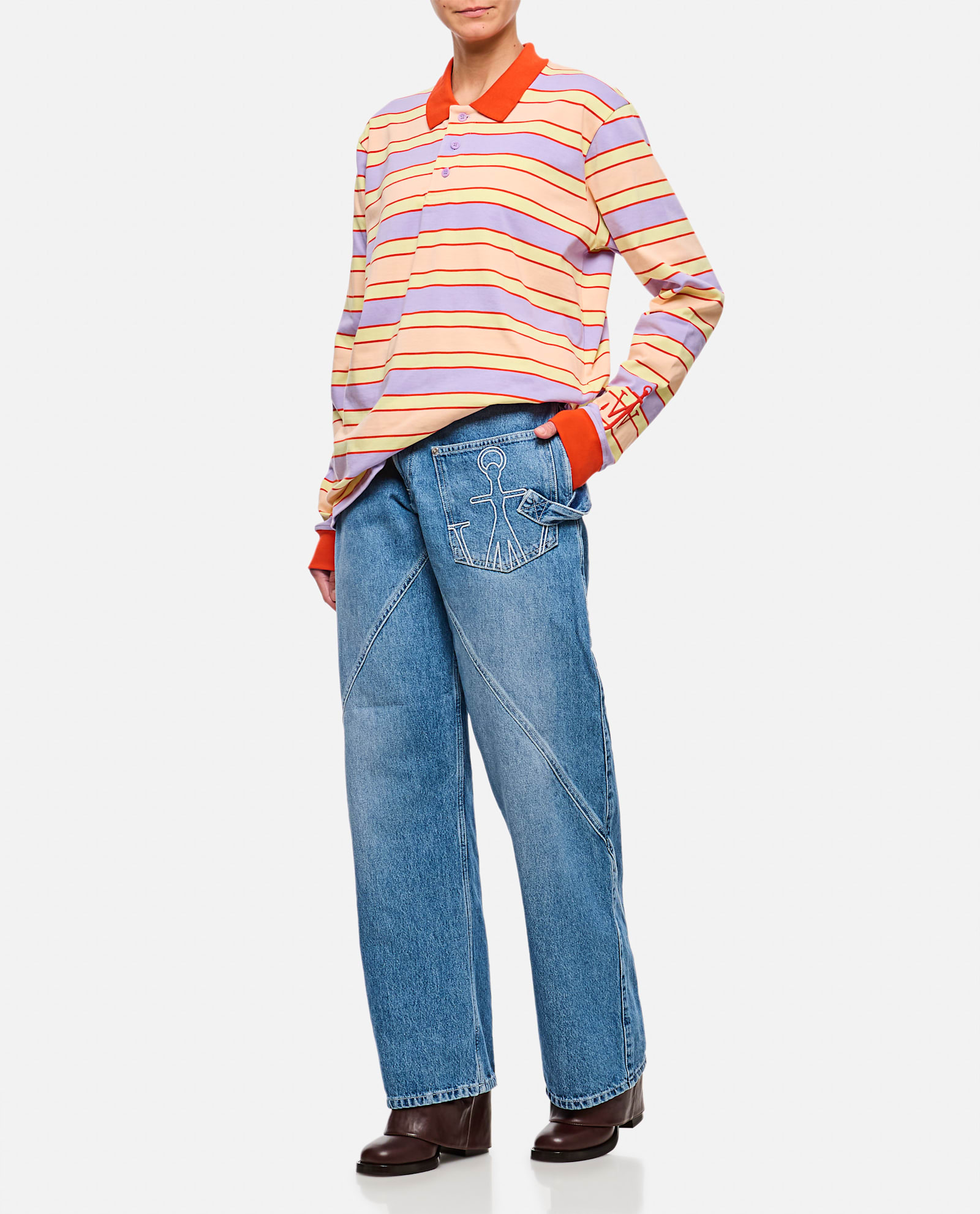 Jw Anderson Twisted Midrise Workwear Boyfriend Jeans In Clear Blue