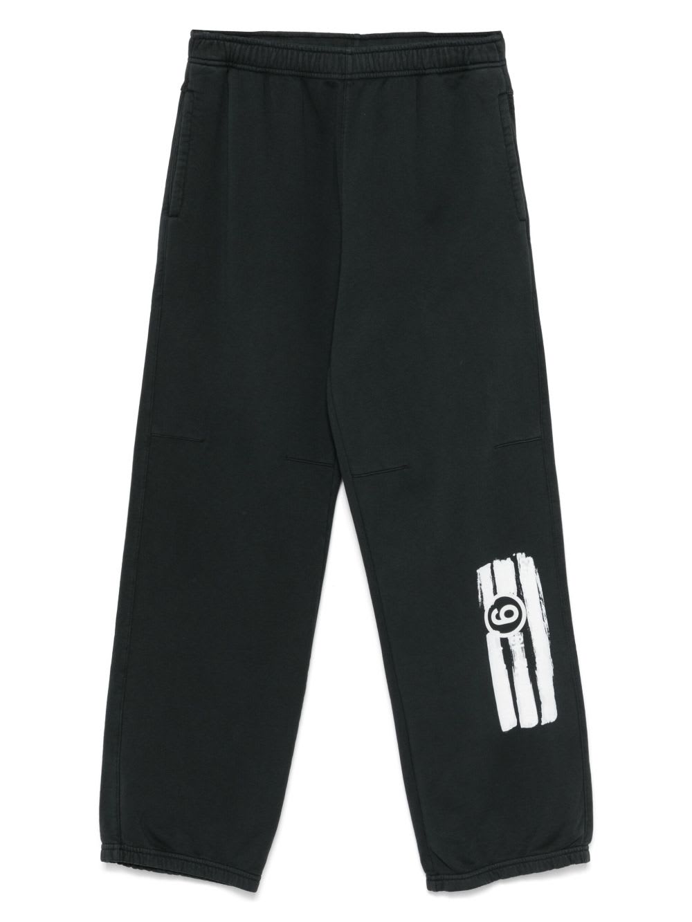 Mm6 Maison Margiela Logo Cotton Sweatpants In Black