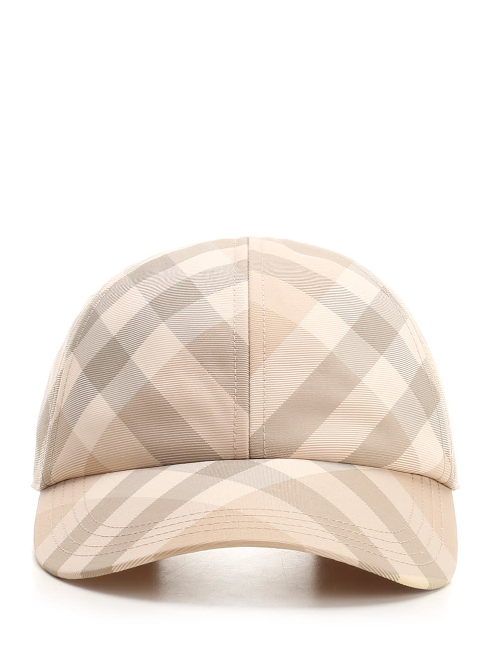 Shop Burberry Check Baseball Hat In Beige