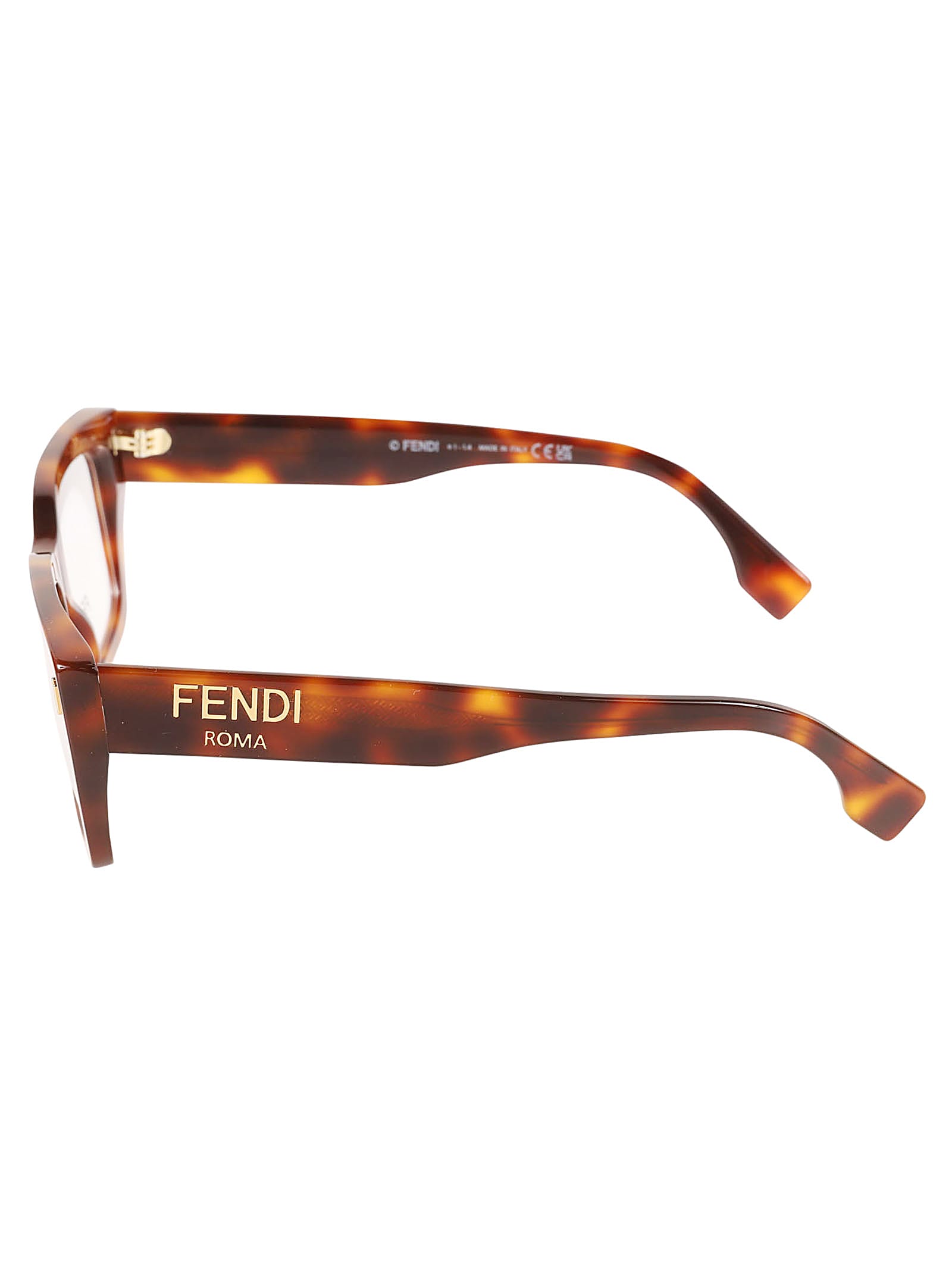 Fendi Square Frame Logo Sided Glasses In 053 - Havana