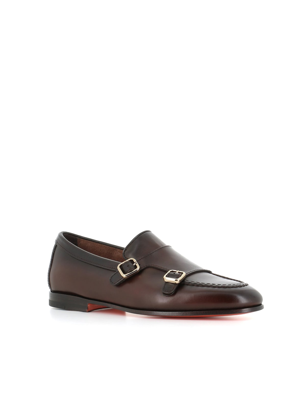 Shop Santoni Buckle Loafer In Brown