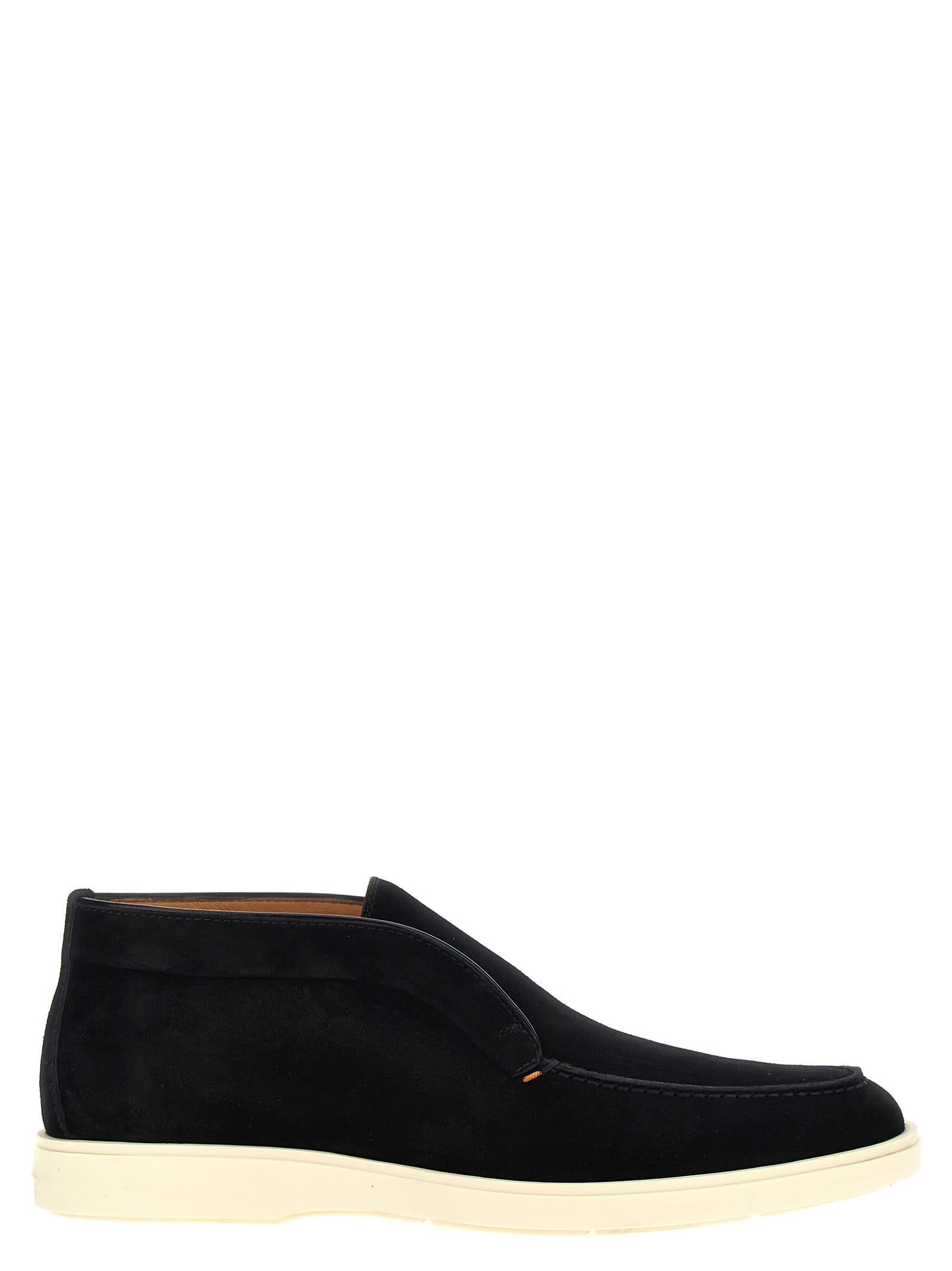 Shop Santoni Suede Boots In Black