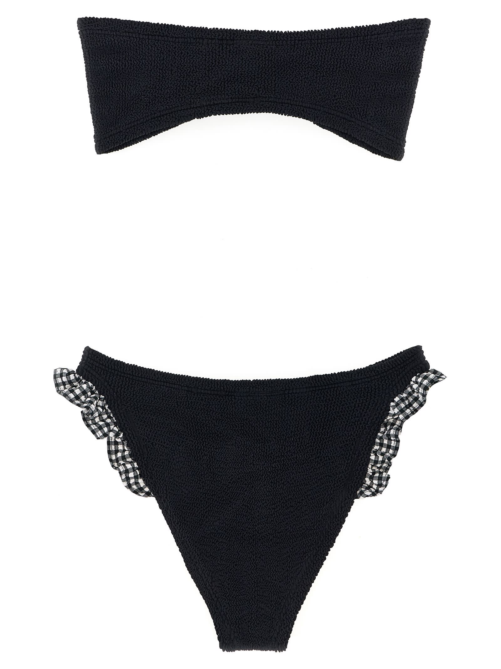 Hunza G Textured Bandeau Bikini Ruffle Accents In Multi
