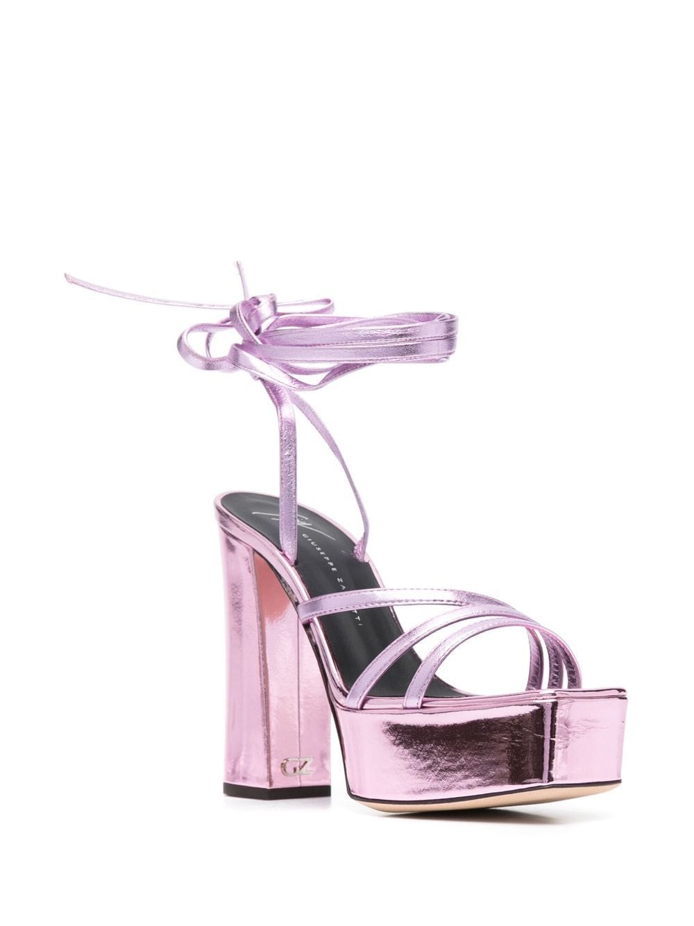 Giuseppe Zanotti Flavienne Mirrored-leather Platform Sandals In Pink