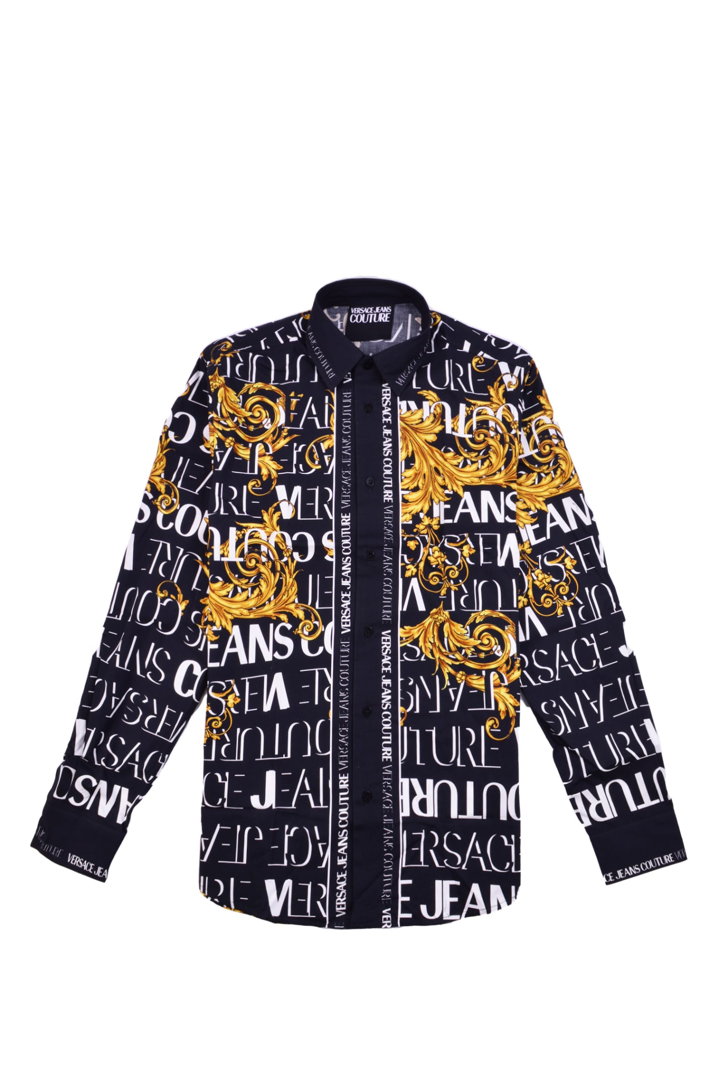 Versace Jeans Couture Cotton Shirt With Baroque Couture Logo