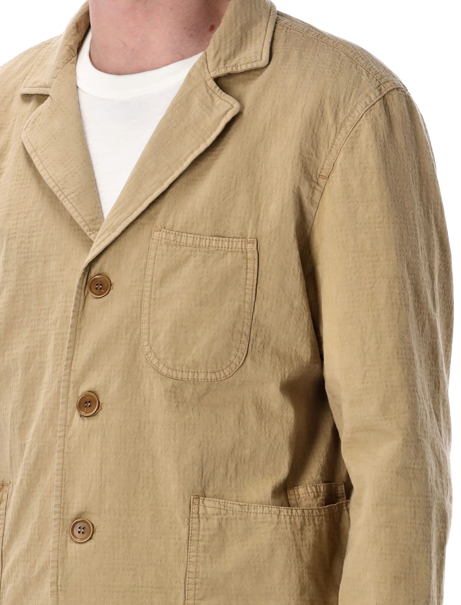 Ymc You Must Create Relaxed Fit Utility Jacket With Notched Lapel And Three-patch Pockets In Sand