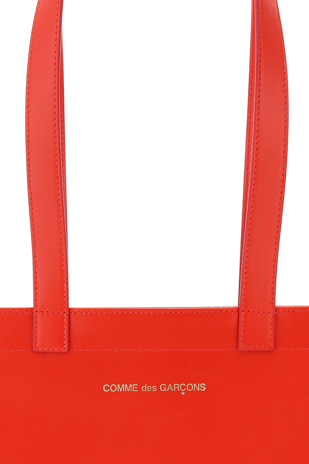 Shop Comme Des Garçons Shirt Leather Tote Bag With Logo In Red