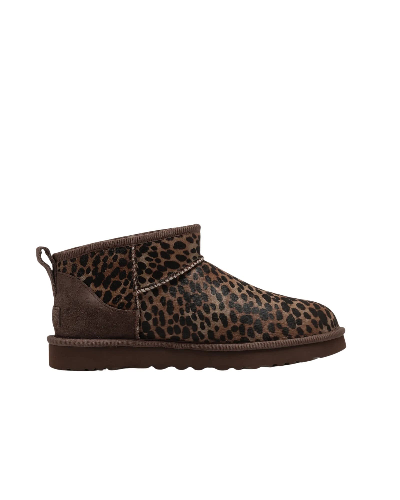 Ugg Classic Ultra Mini Calf-hair Ankle Boots In Animal Print
