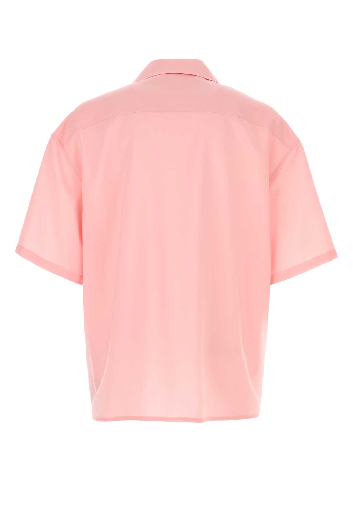 Loewe Wool-blend Short-sleeve Shirt In Pink