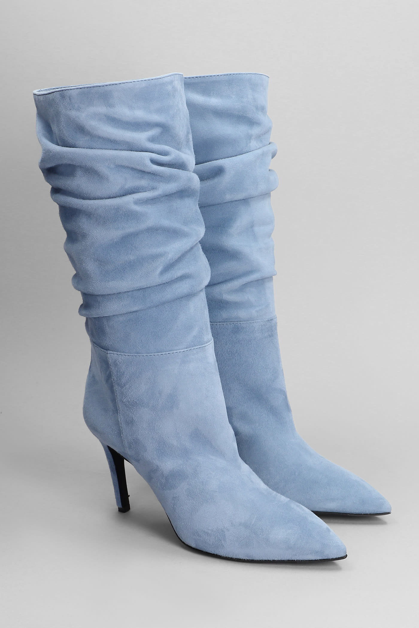 Shop Via Roma 15 High Heels Boots In Cyan Suede