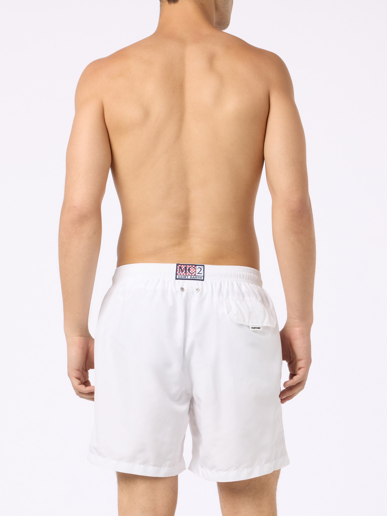MC2 SAINT BARTH MAN LIGHTWEIGHT FABRIC WHITE SWIM SHORTS LIGHTING PANTONE PANTONE® SPECIAL EDITION