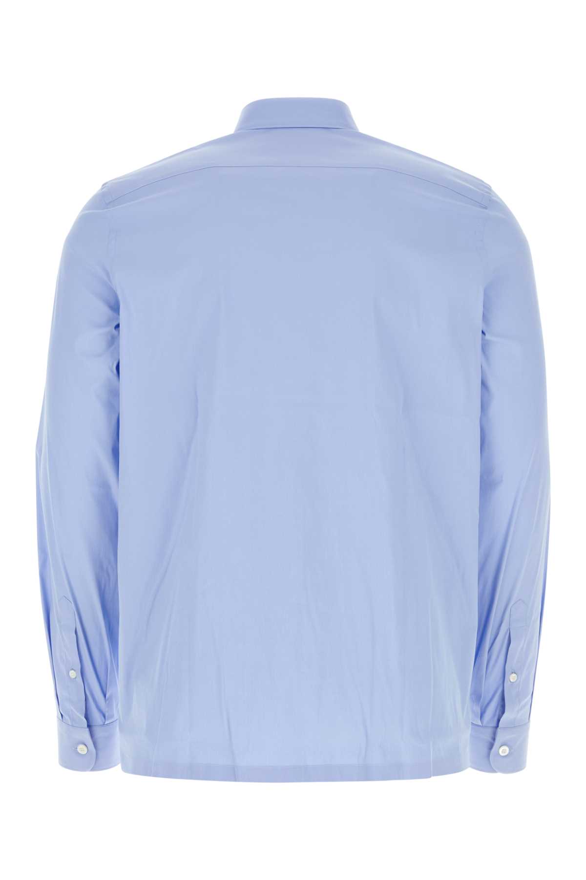 Shop Prada Powder Blue Poplin Shirt In Cielo