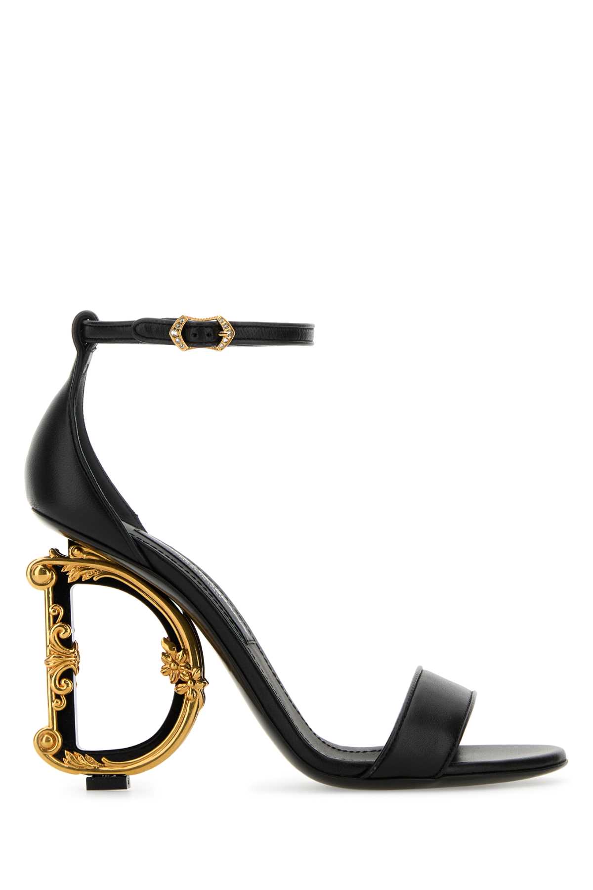 Shop Dolce & Gabbana Black Leather Keira 105 Sandals In Nero