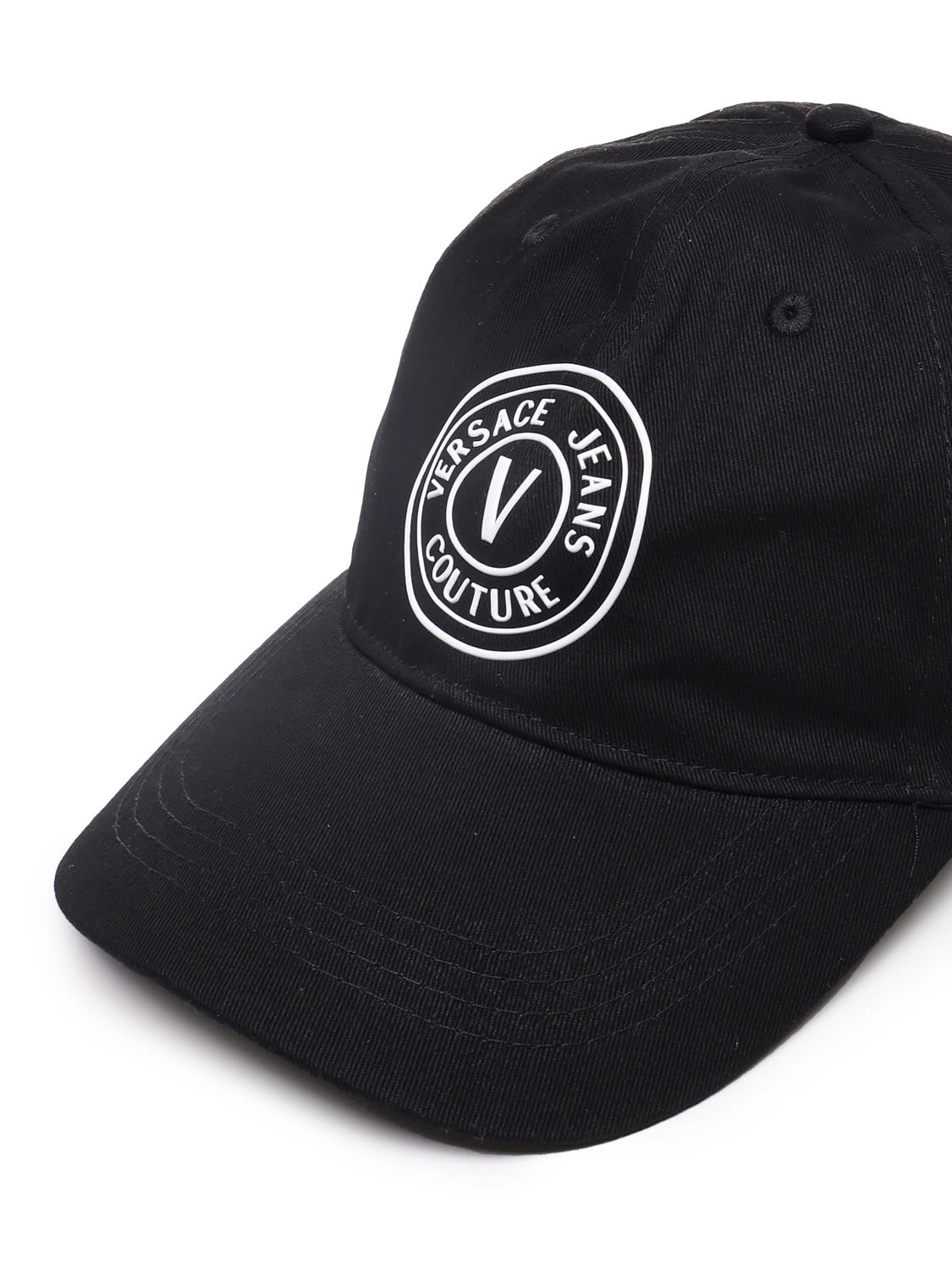 Shop Versace Jeans Couture Printed Baseball Cap In Black