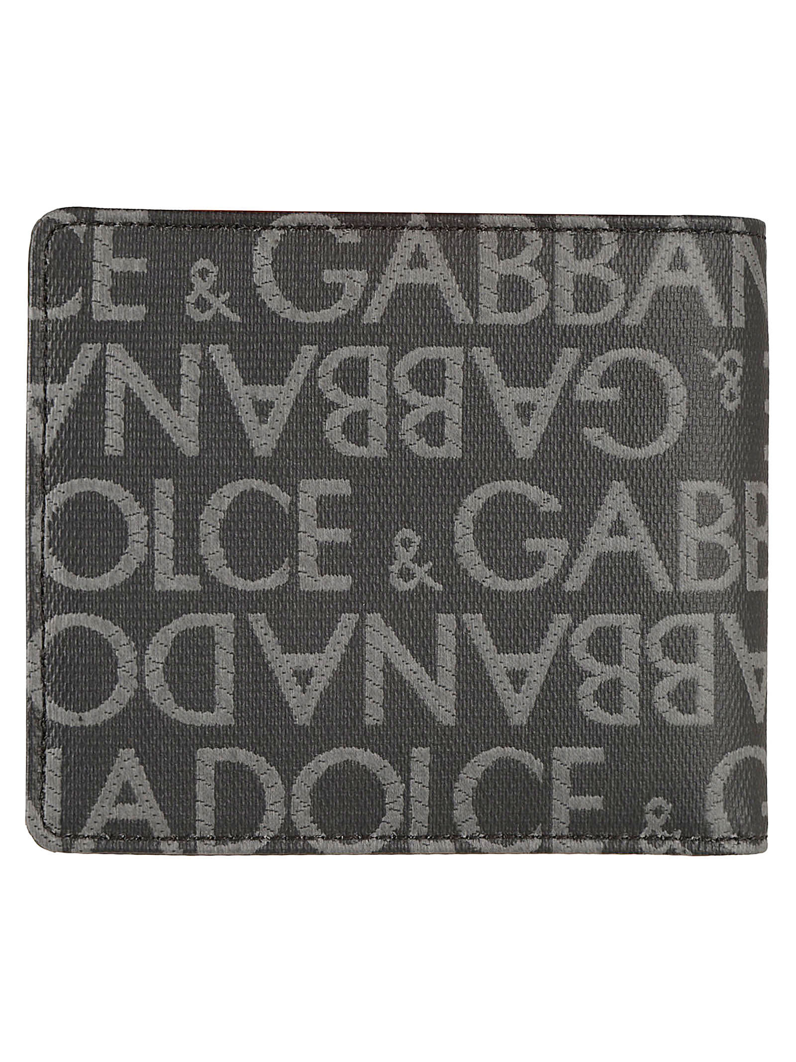 Shop Dolce & Gabbana Logo Plaque Bi-fold Wallet In Black/grey