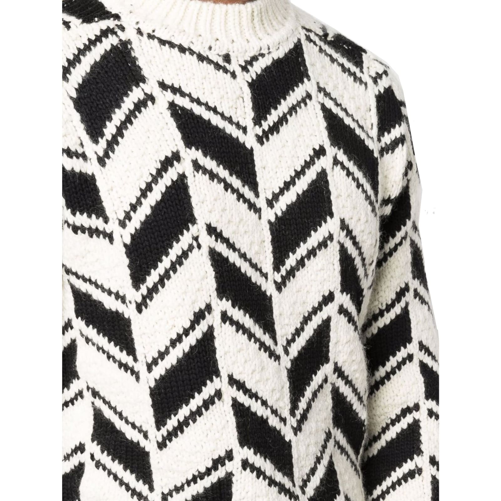 Shop Saint Laurent Chevron Motif Sweater In White