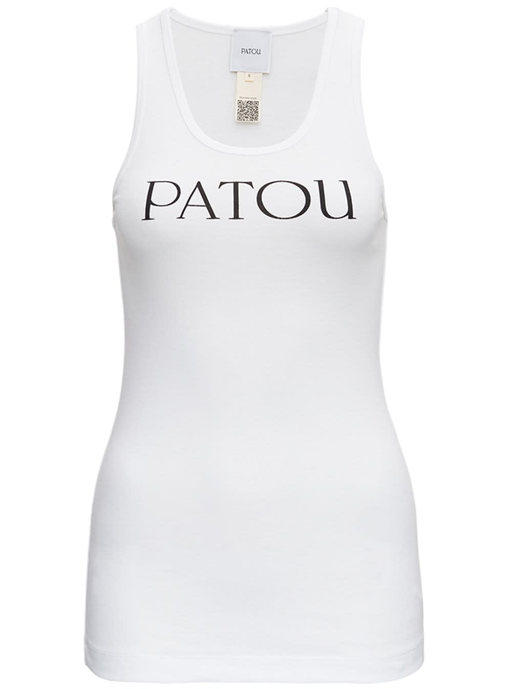 Shop Patou Cotton Tank Top With Logo Print In White