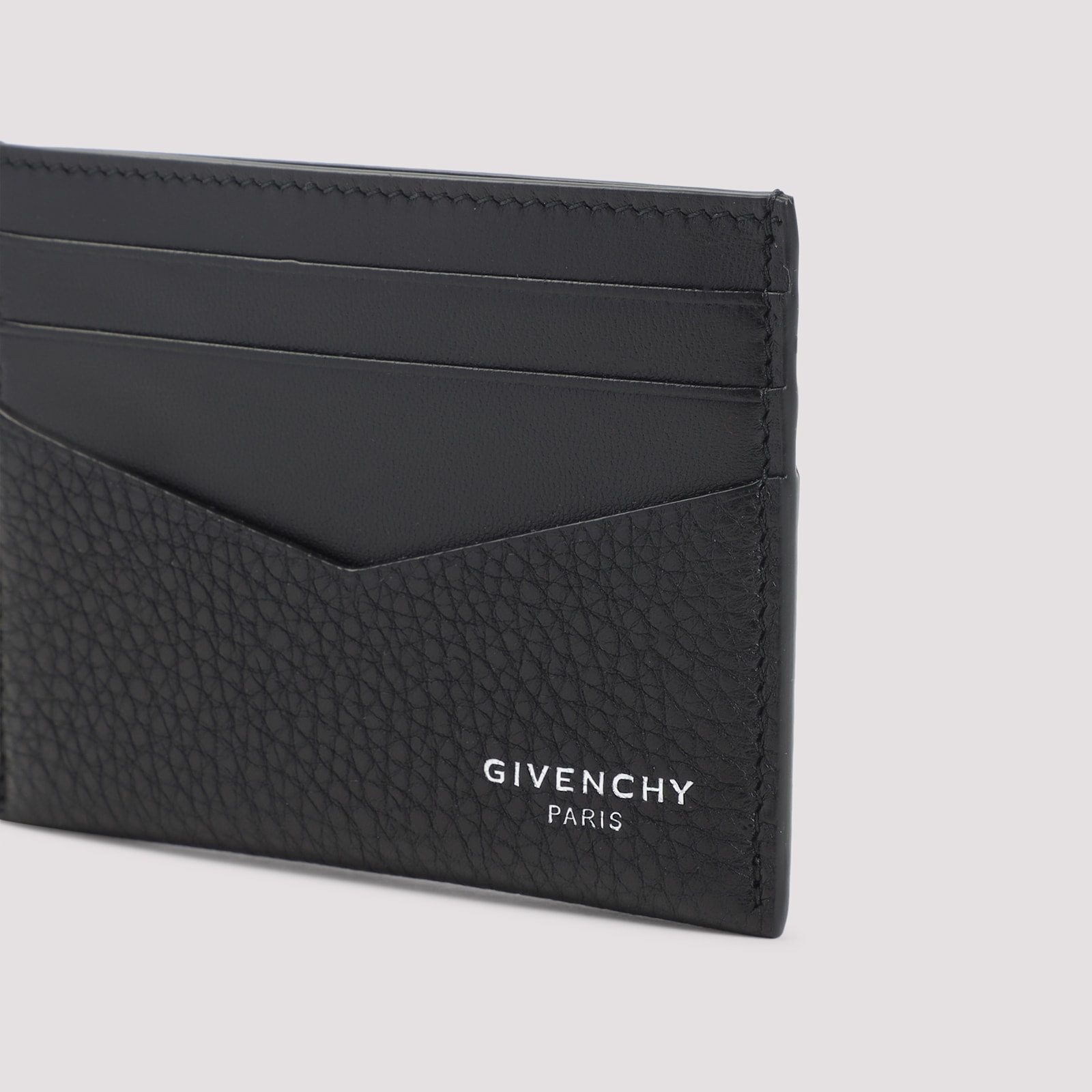 Givenchy Black Card Holder With V Detail And Logo Lettering On The Front In Leather Man In Black