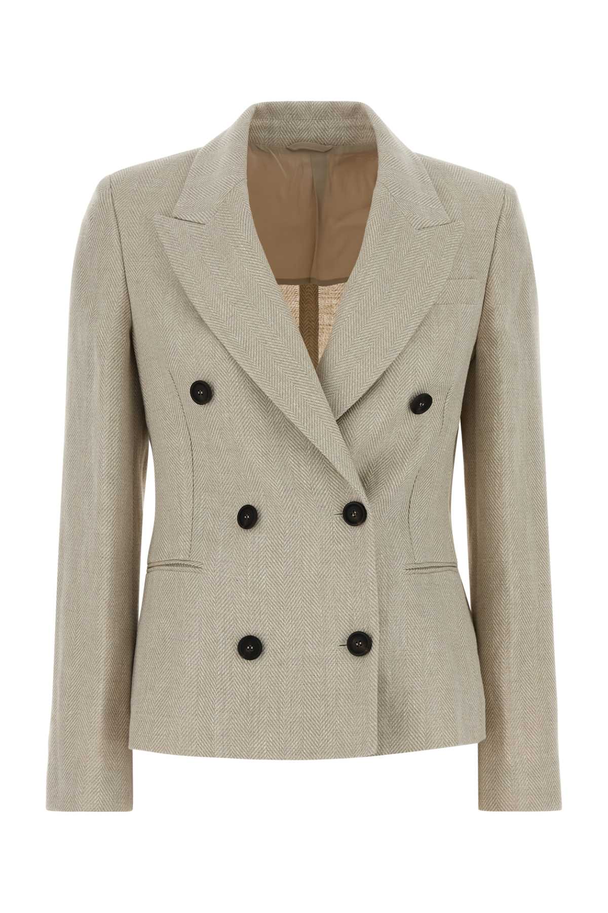 Brunello Cucinelli Melange Sand Linen Blend Blazer
