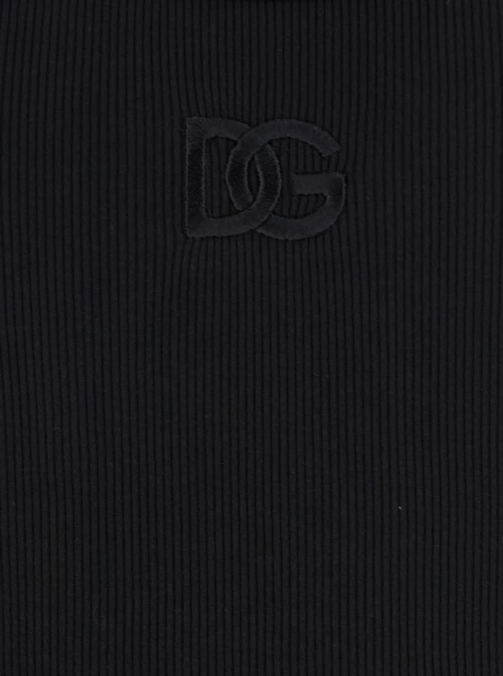 Dolce & Gabbana Black Sleeveless Top With Logo Embroidery On The Front And Ribbed Knit In Cotton Man