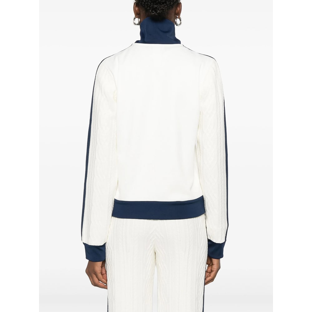 Adidas Originals Three-stripe Zip Sweatshirt In White