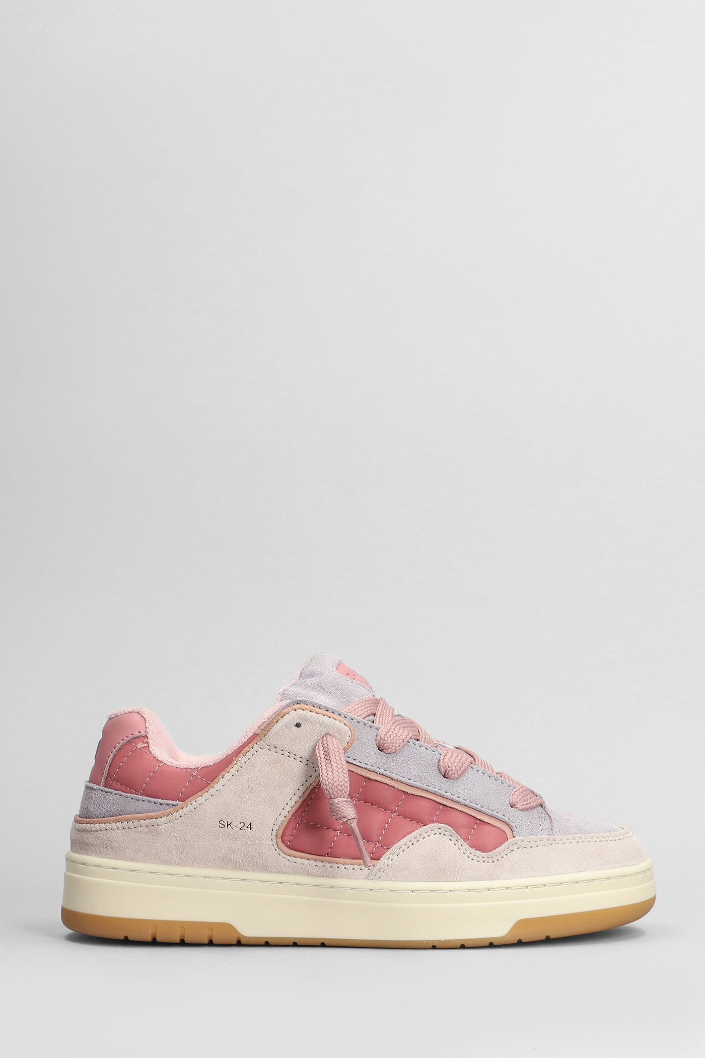 D. A.T. E. Skate Sneakers In Rose-pink Suede And Fabric