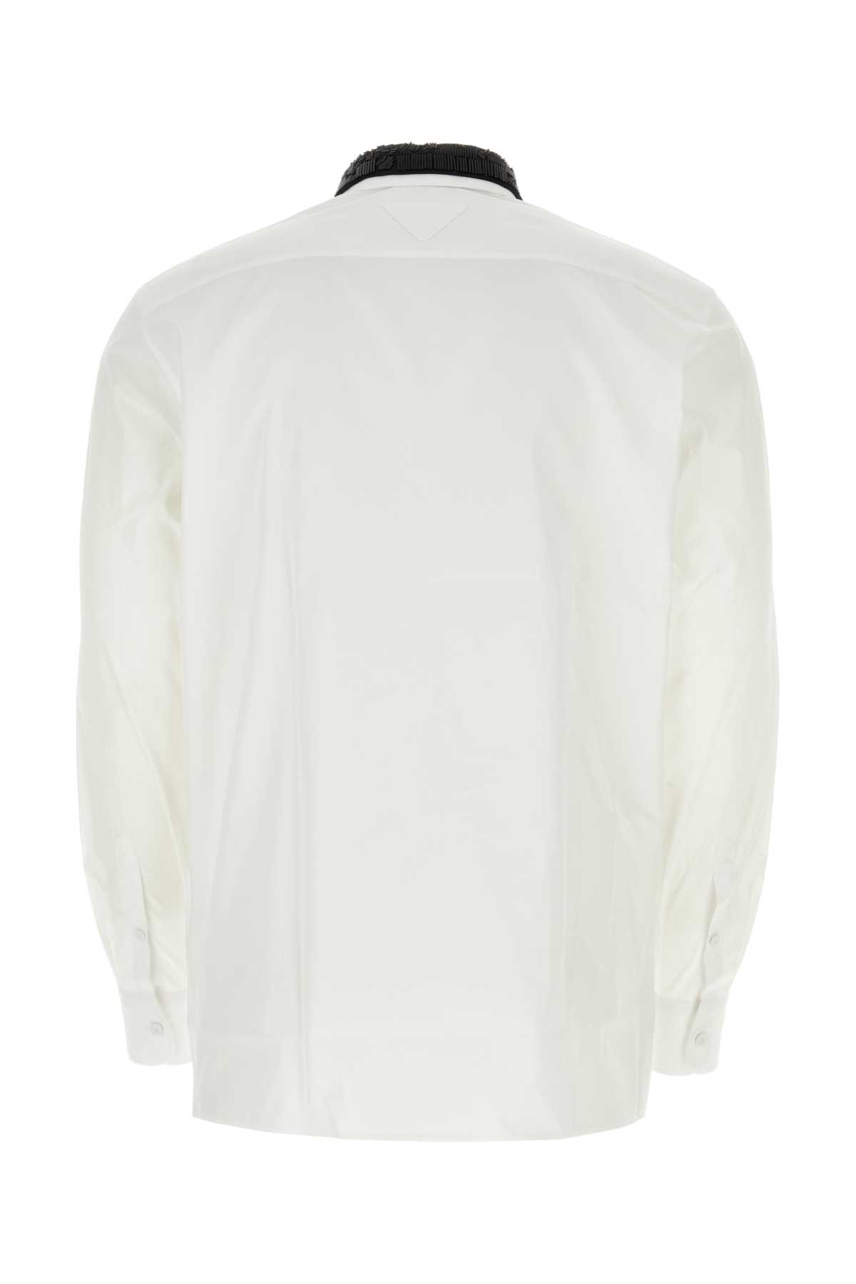 Prada White Poplin Shirt In Bianconero