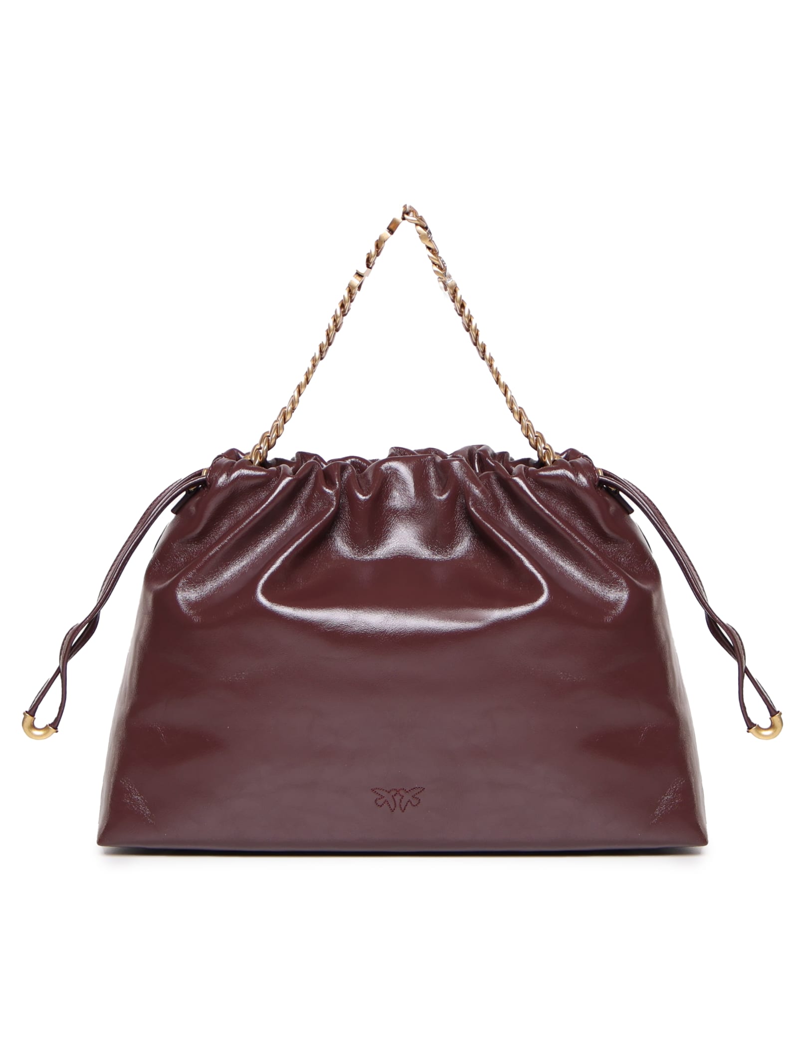 Shop Pinko Bag With Drawstring Closure In Bitter Chocolate