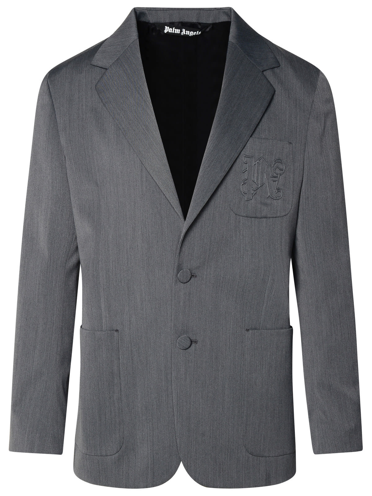 Shop Palm Angels Grey Virgin Wool Blend Blazer In Grigio Chiaro