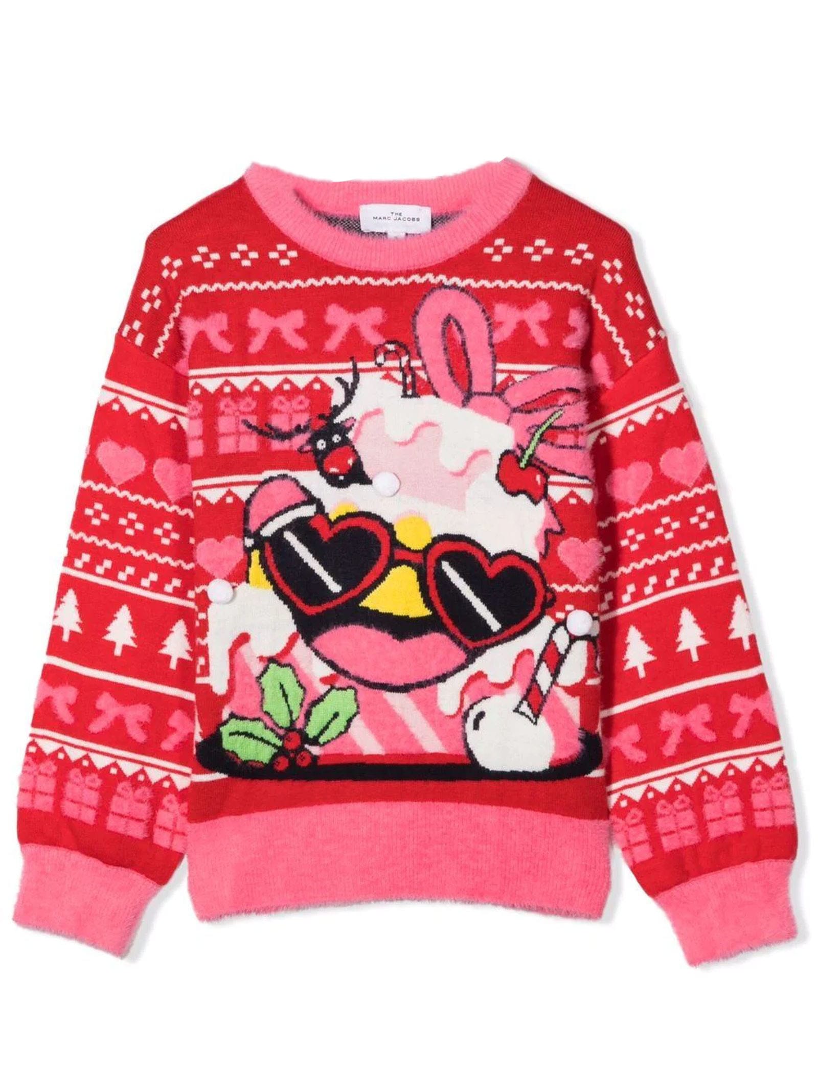 Marc Jacobs Bright Red And Light Pink Sweater