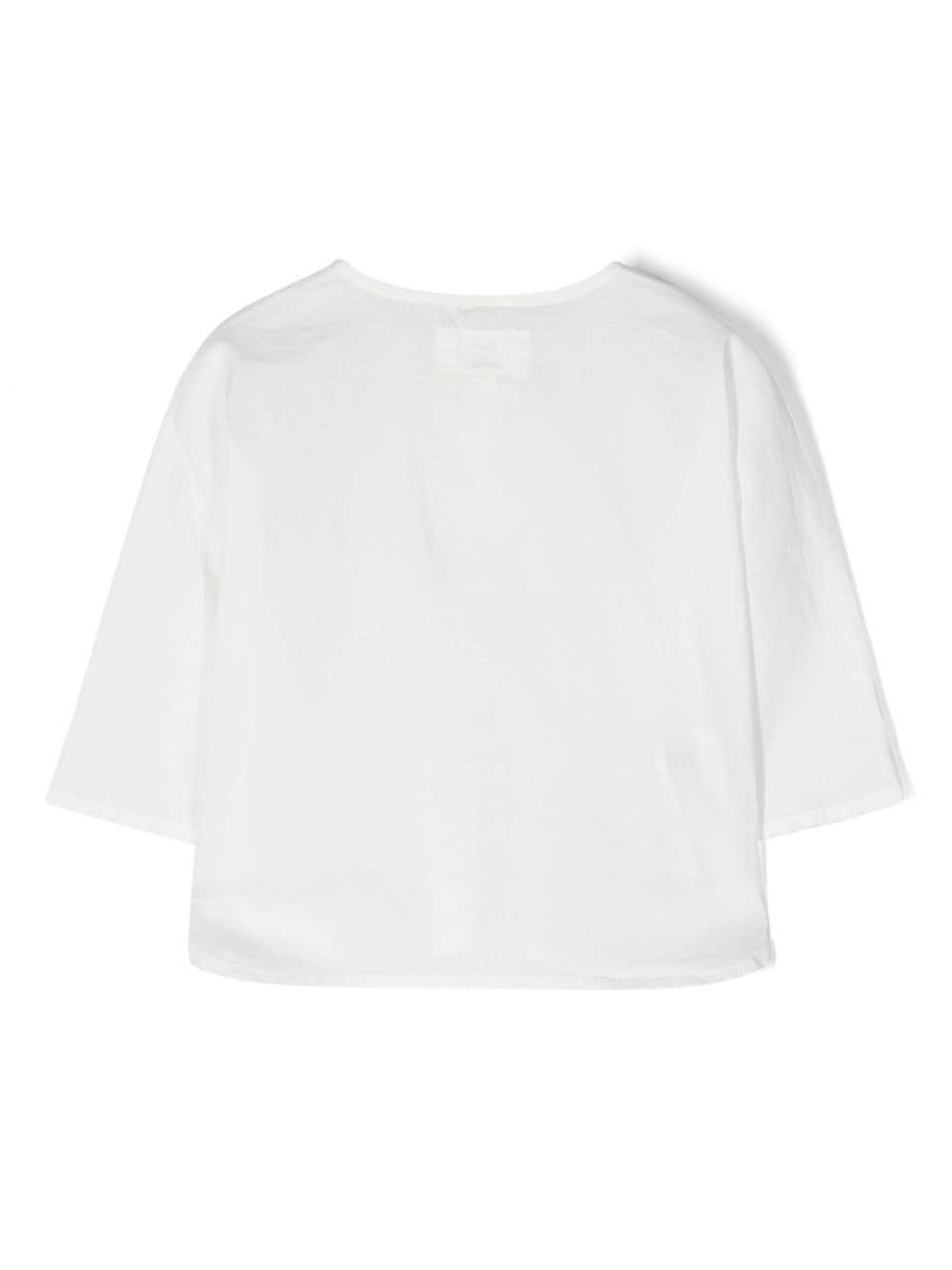 Shop Teddy &amp; Minou Shirt With Cropped Sleeves In White