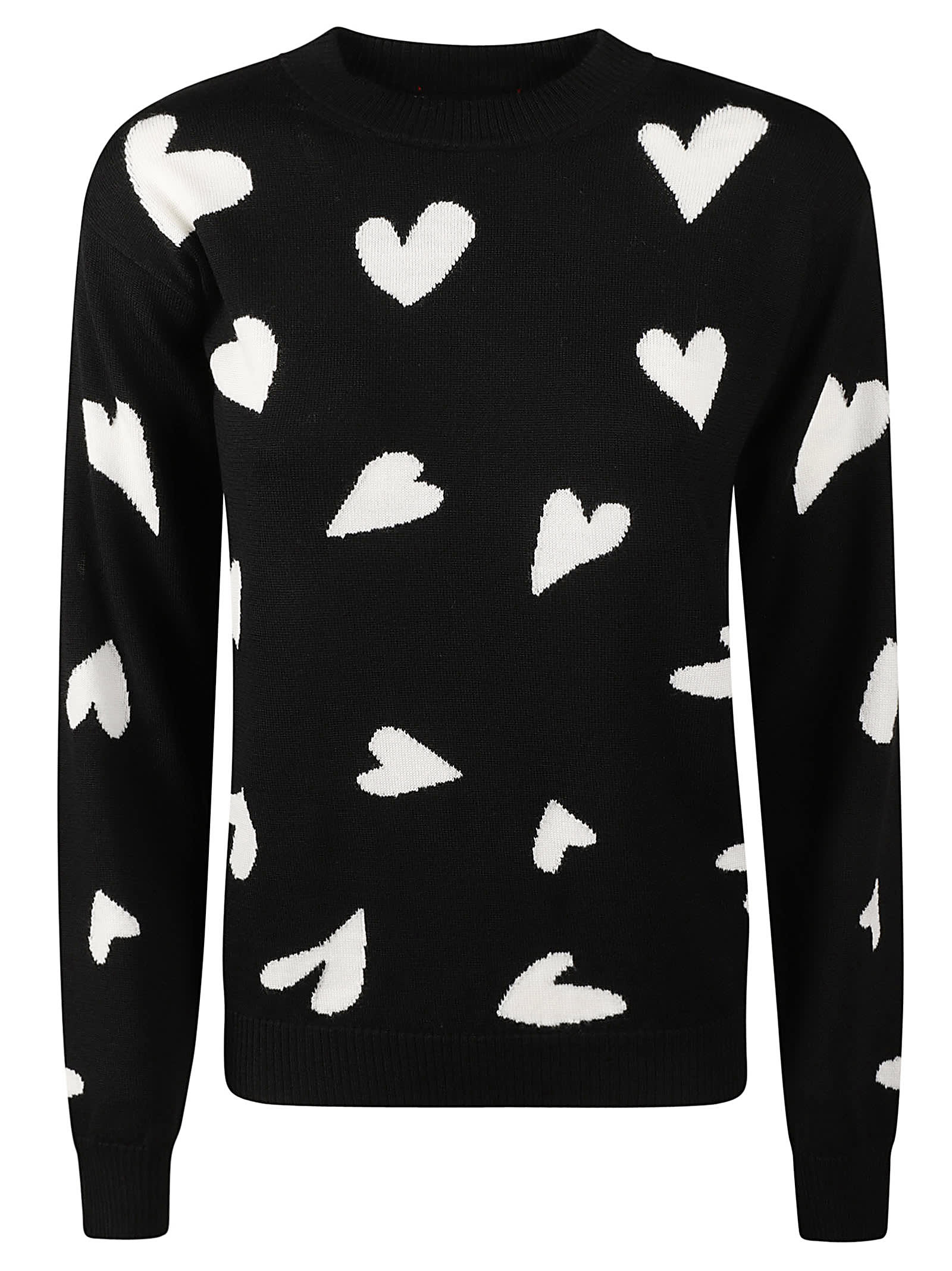 Shop Max Mara Heart Knit Sweater In Bianco-nero