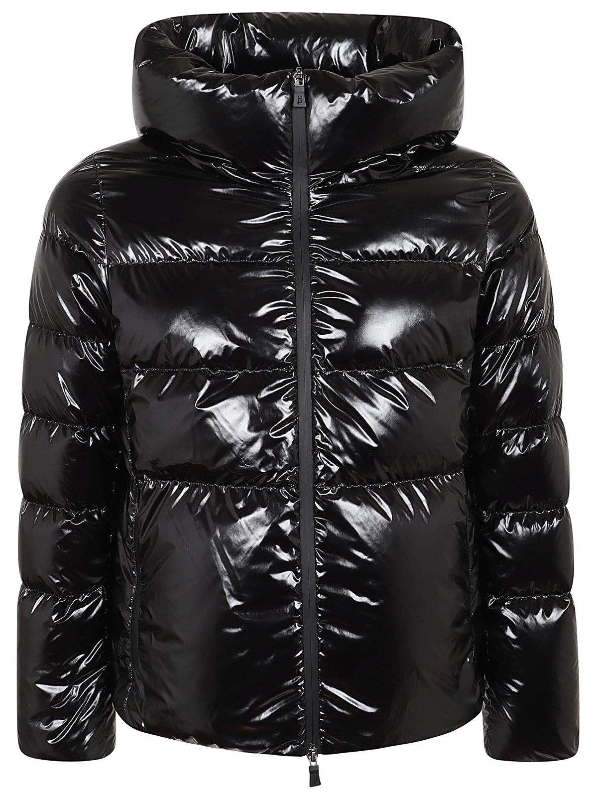 Shop Herno Hooded Down Jacket In Black