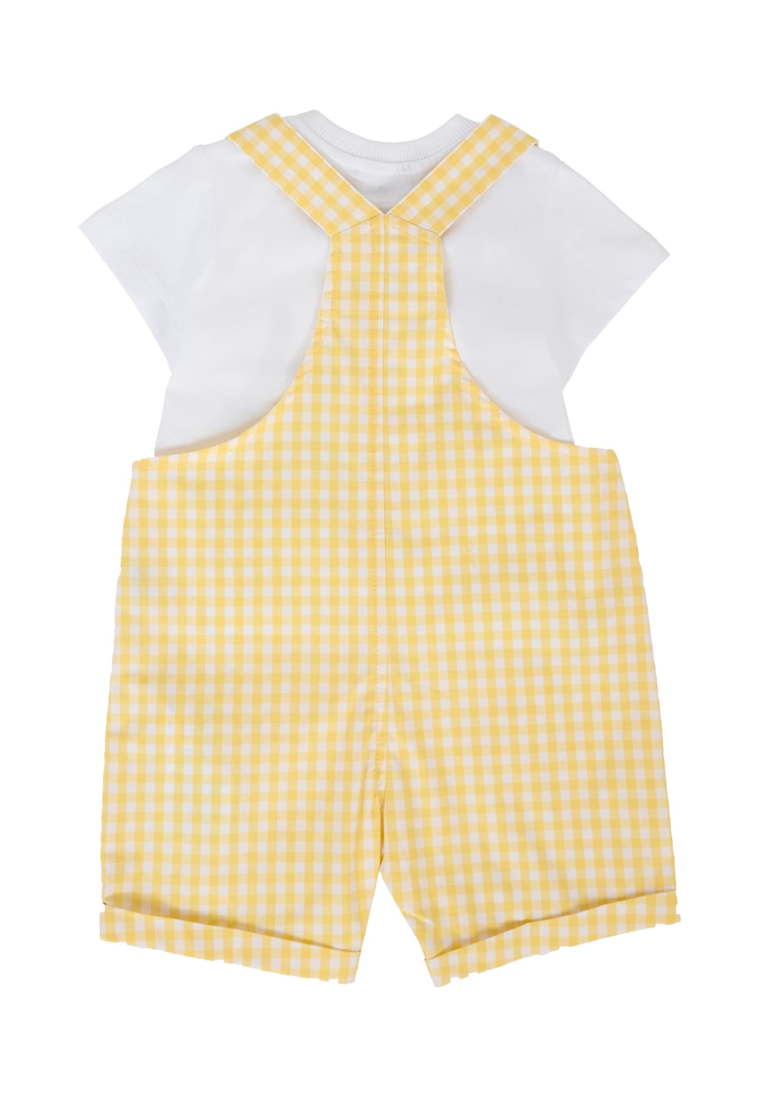 Moschino Yellow Dungarees For Baby Boy With Teddy Bear In Yellow