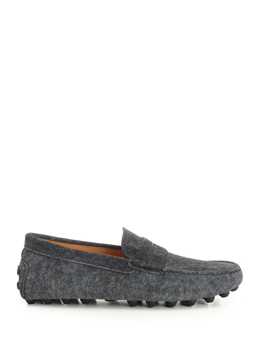 Tod's Almond Toe Leather Loafers With Penny Strap In Blue