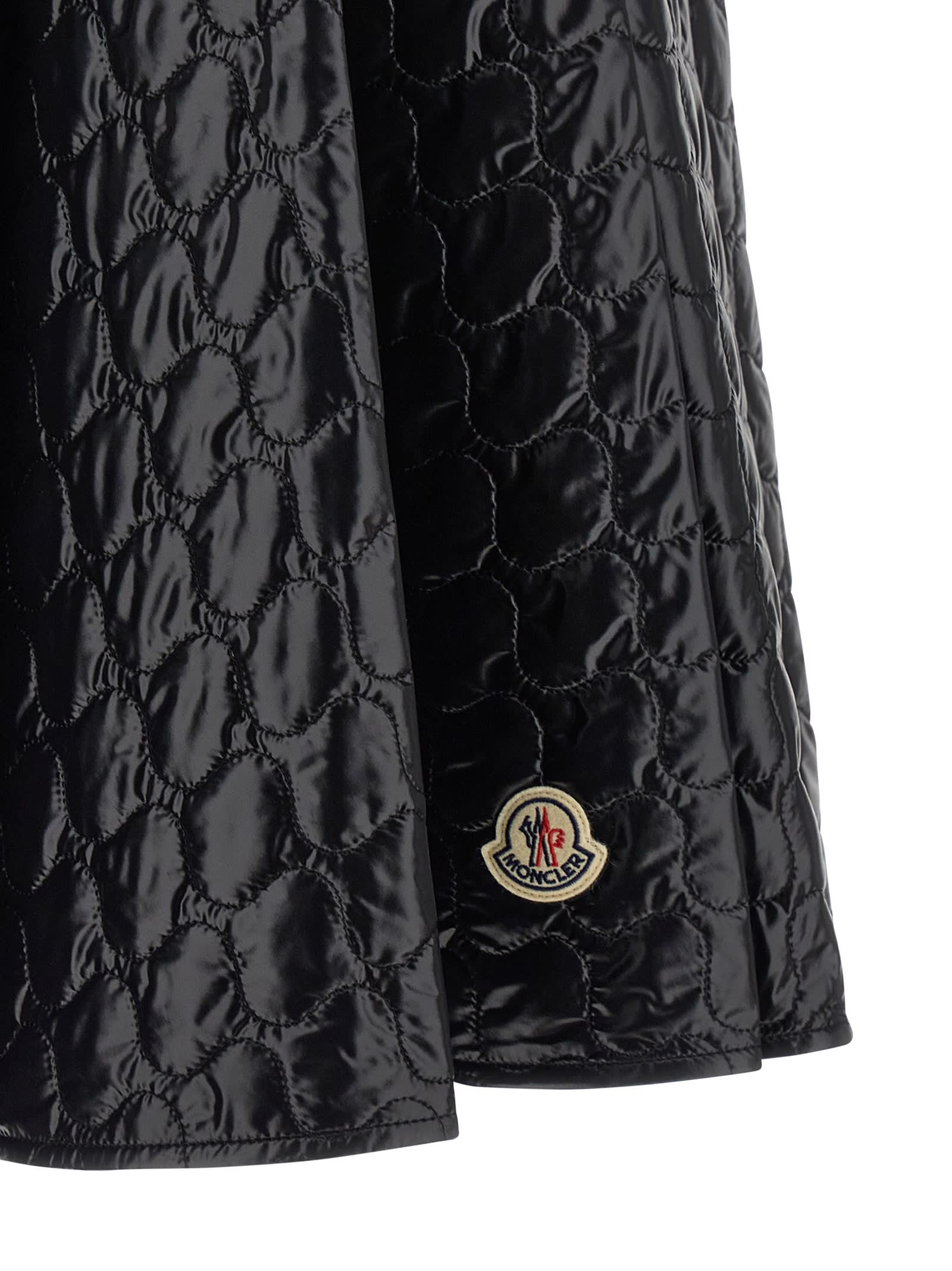 Moncler Quilted Pleated Midi Skirt In Black