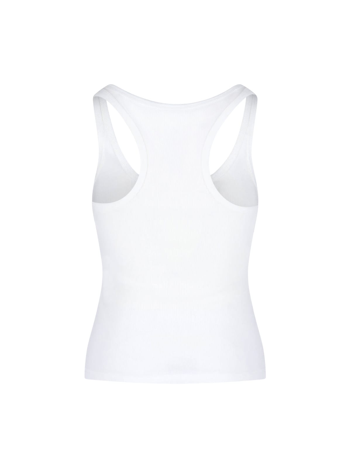 Courrèges Sleeveless Racerback Ribbed Top Buttons In White