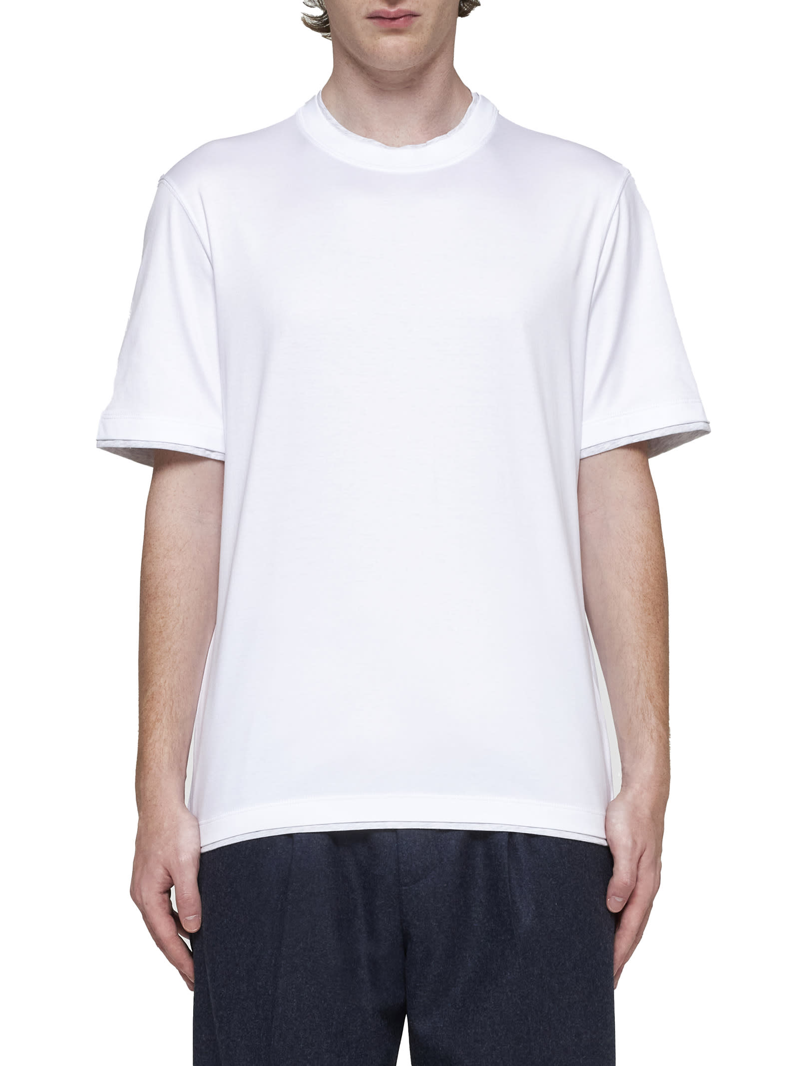 Shop Brunello Cucinelli T-shirt In Bianco Ottico Tp