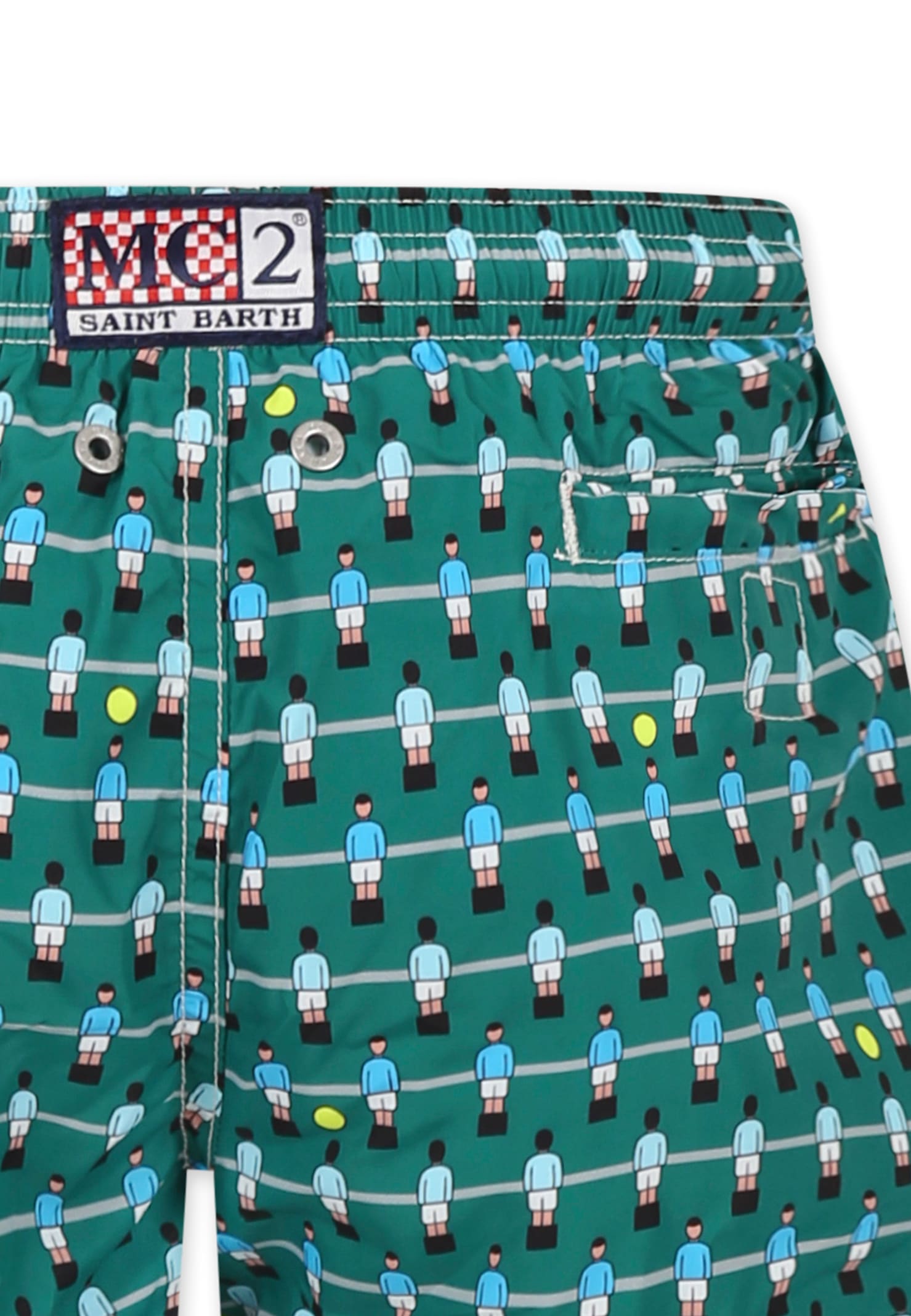 MC2 SAINT BARTH GREEN SWIM SHORTS FOR BOY WITH FOOSBALL PRINT