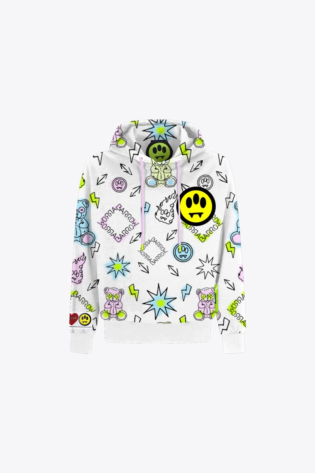 Barrow Hoodie Unisex White cotton hoodie with multicolor pattern print