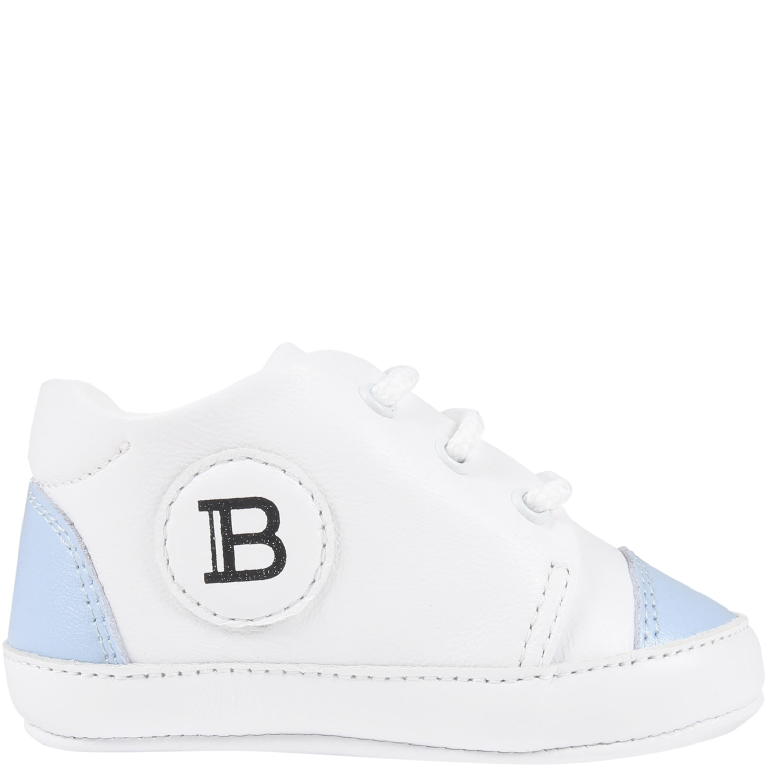 Balmain White Shoes For Baby Boy With Logo