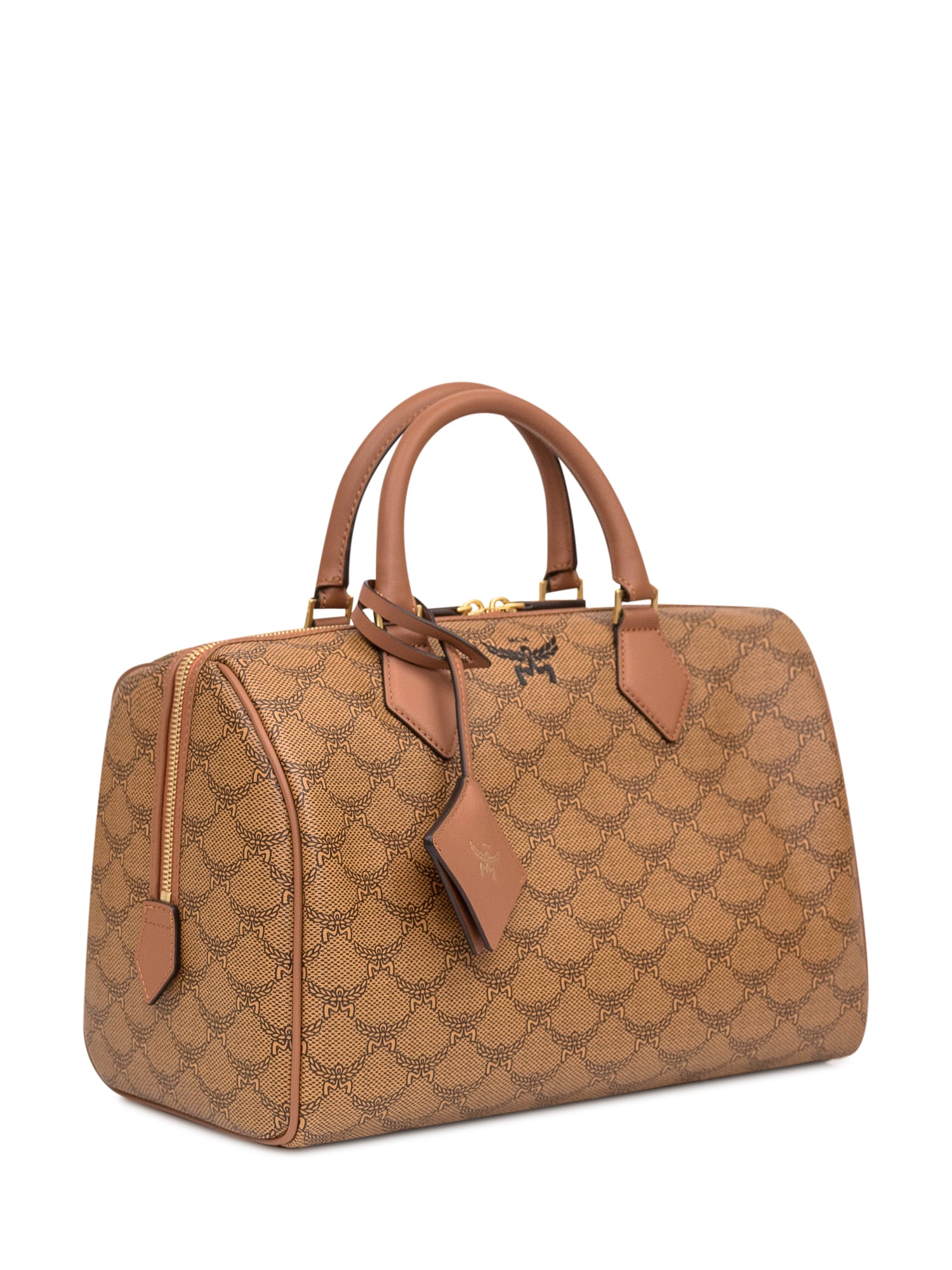 Shop Mcm Boston Bag In Cognac