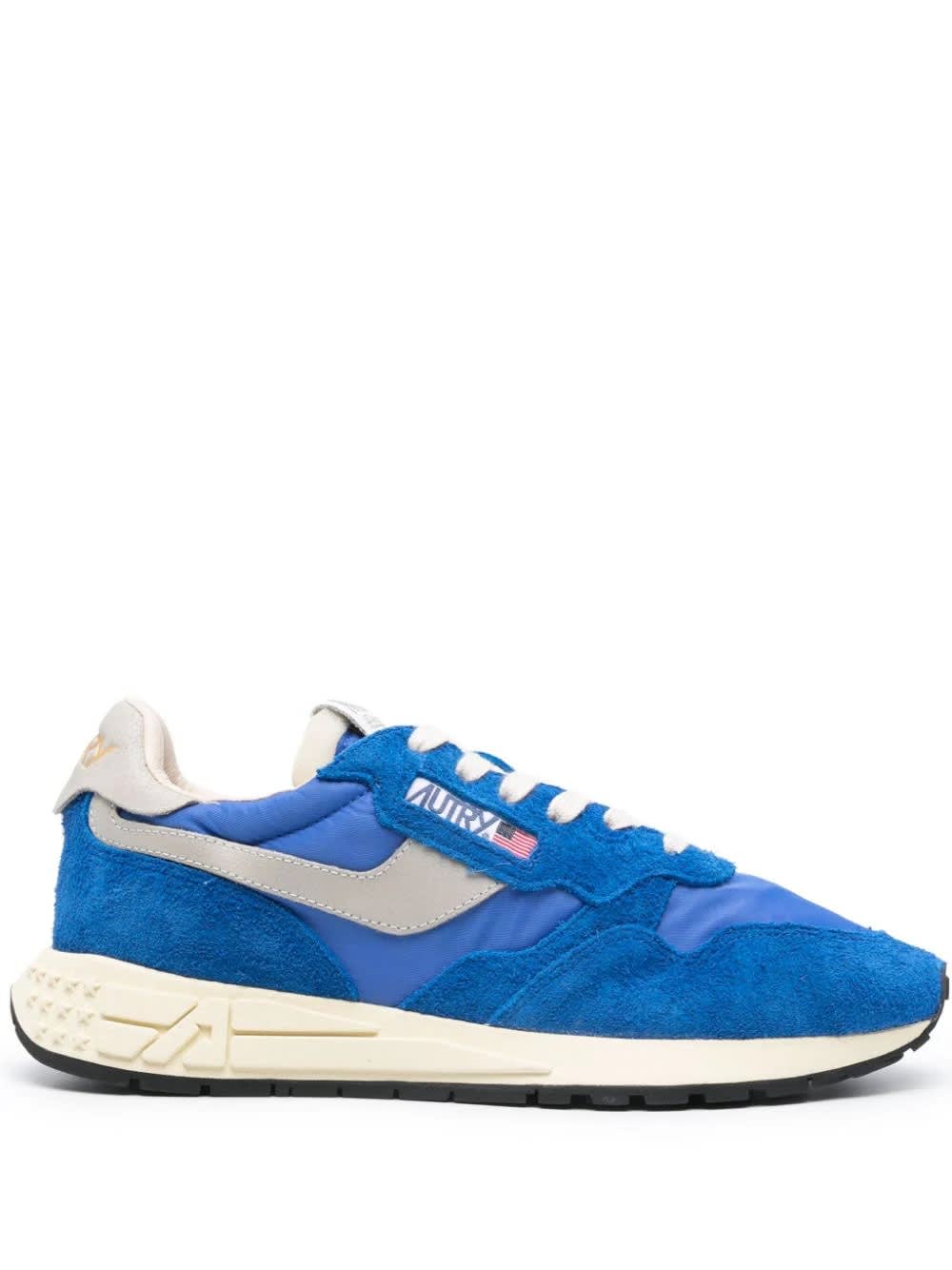 Shop Autry Reelwind Low Sneakers In Electric Blue Nylon And Suede