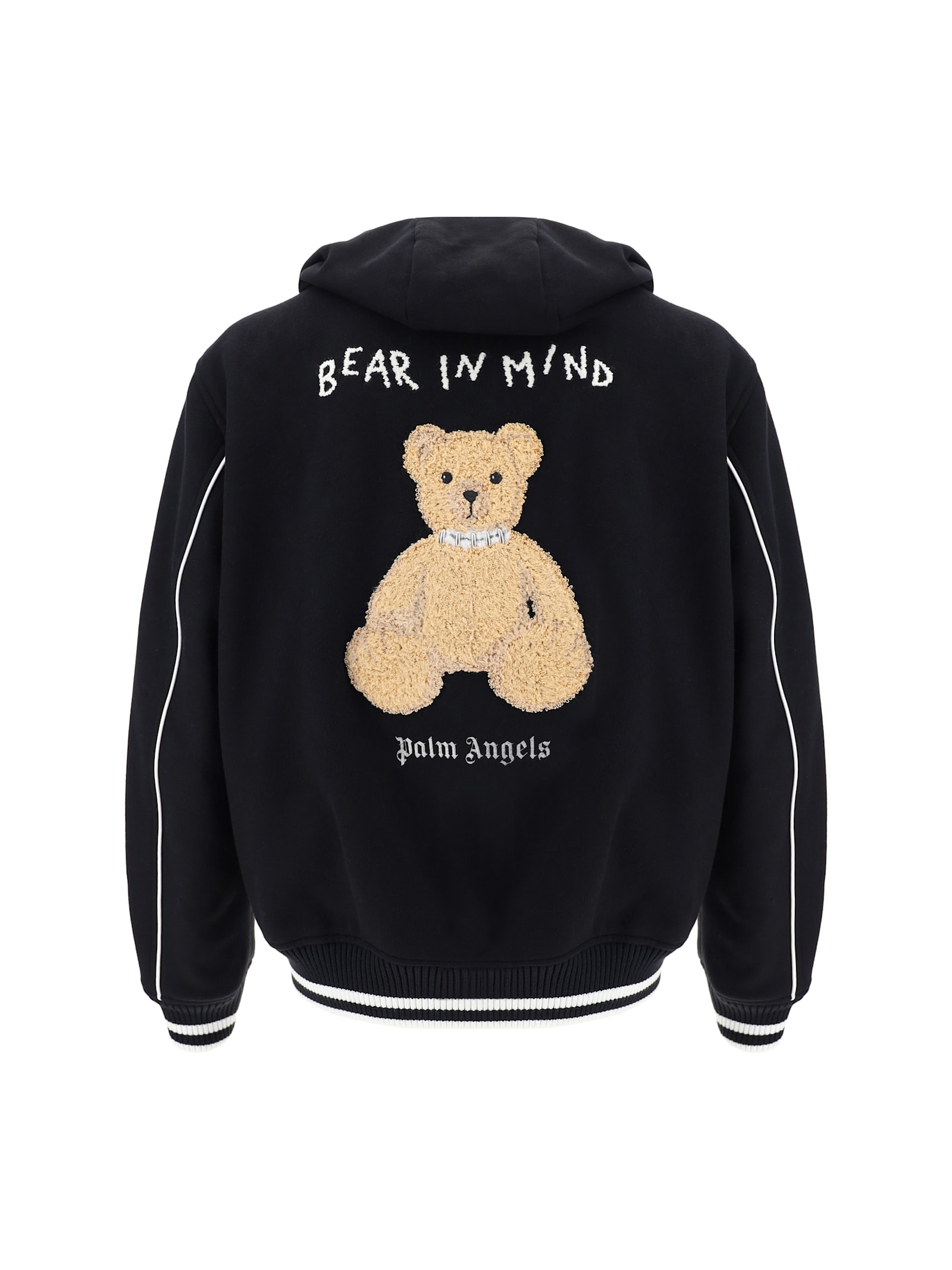 Shop Palm Angels Bear In Mind Varsity Jacket In Black Brown