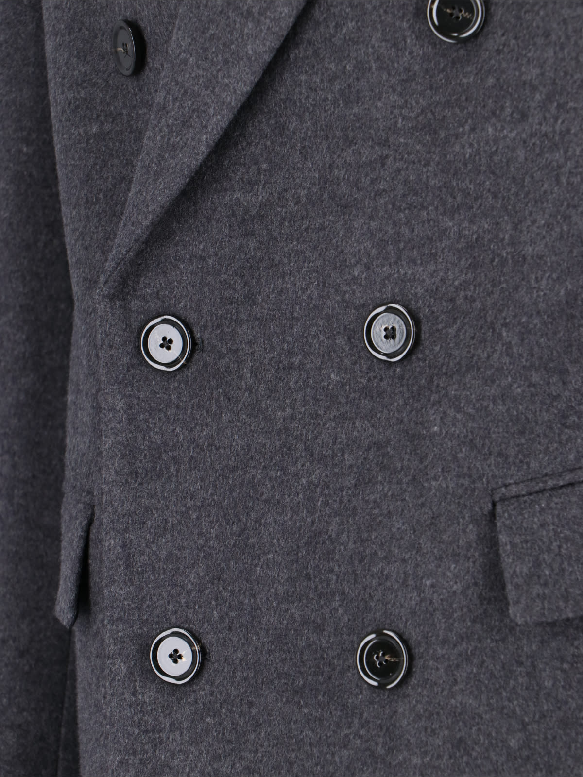 Shop Lardini Double-breasted Midi Coat In Gray