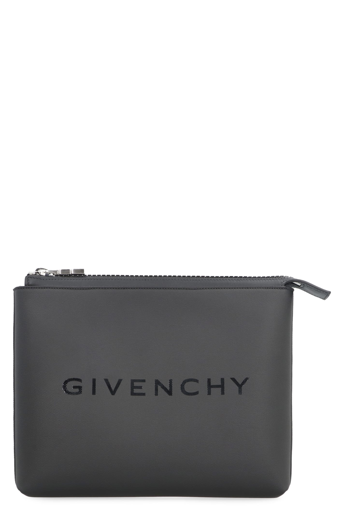 Givenchy Coated Canvas Flat Pouch In Black