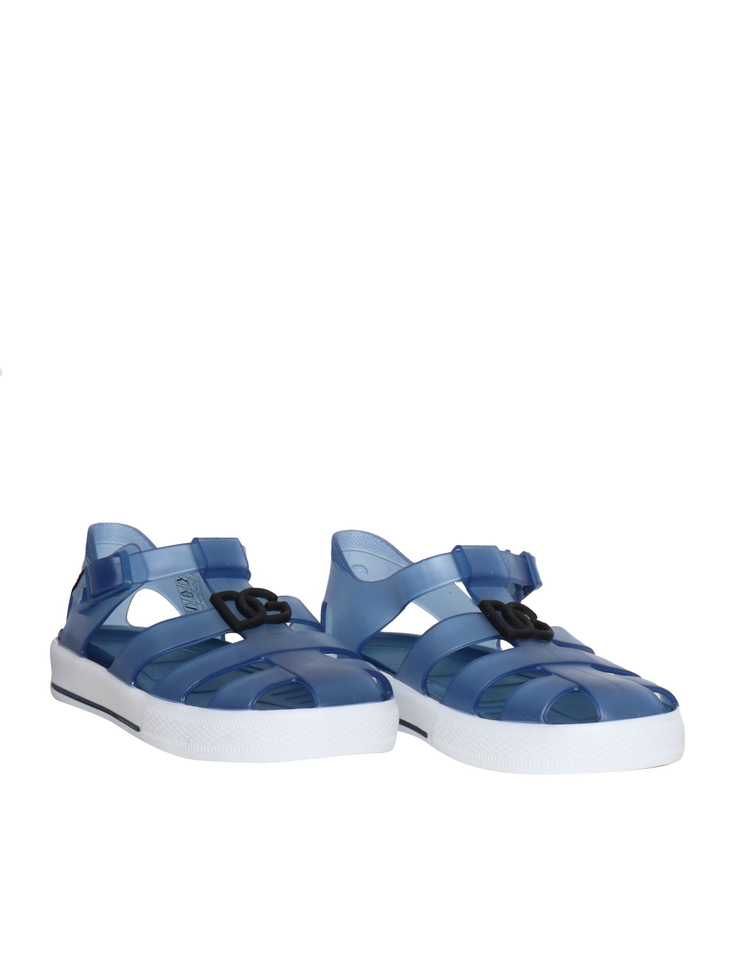 Shop Dolce & Gabbana Light Blue Spider Sandals