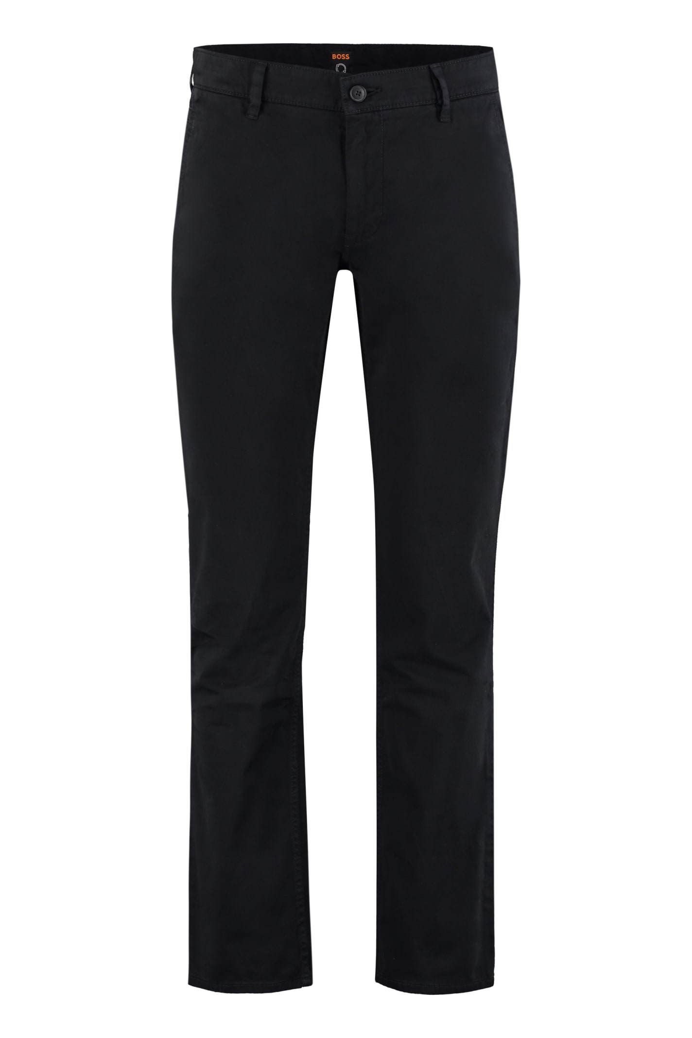 Shop Hugo Boss Cotton Chino Trousers In Black