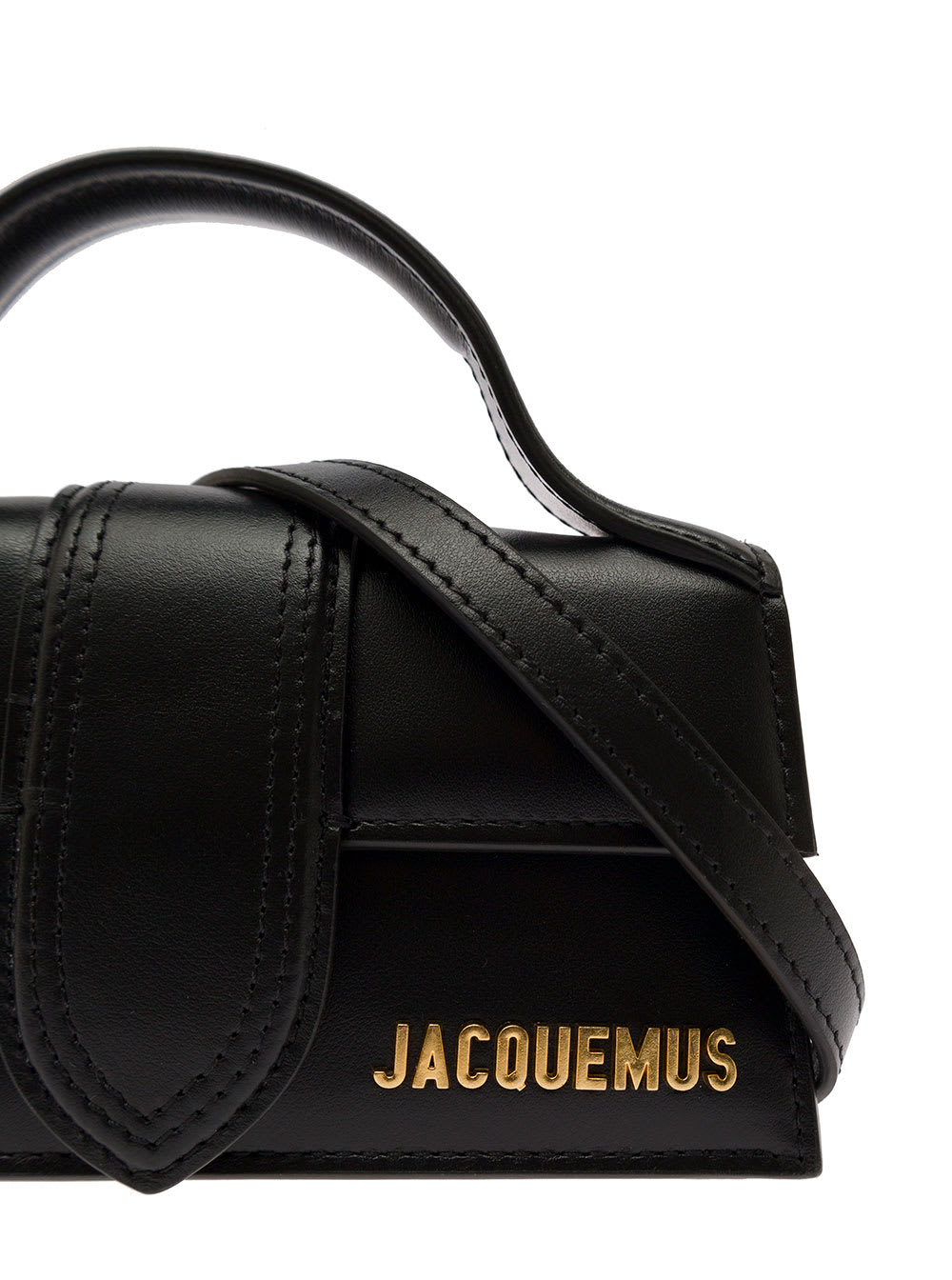 Shop Jacquemus Le Bambino Black Handbag With Removable Shoulder Strap In Leather And Cotton Woman