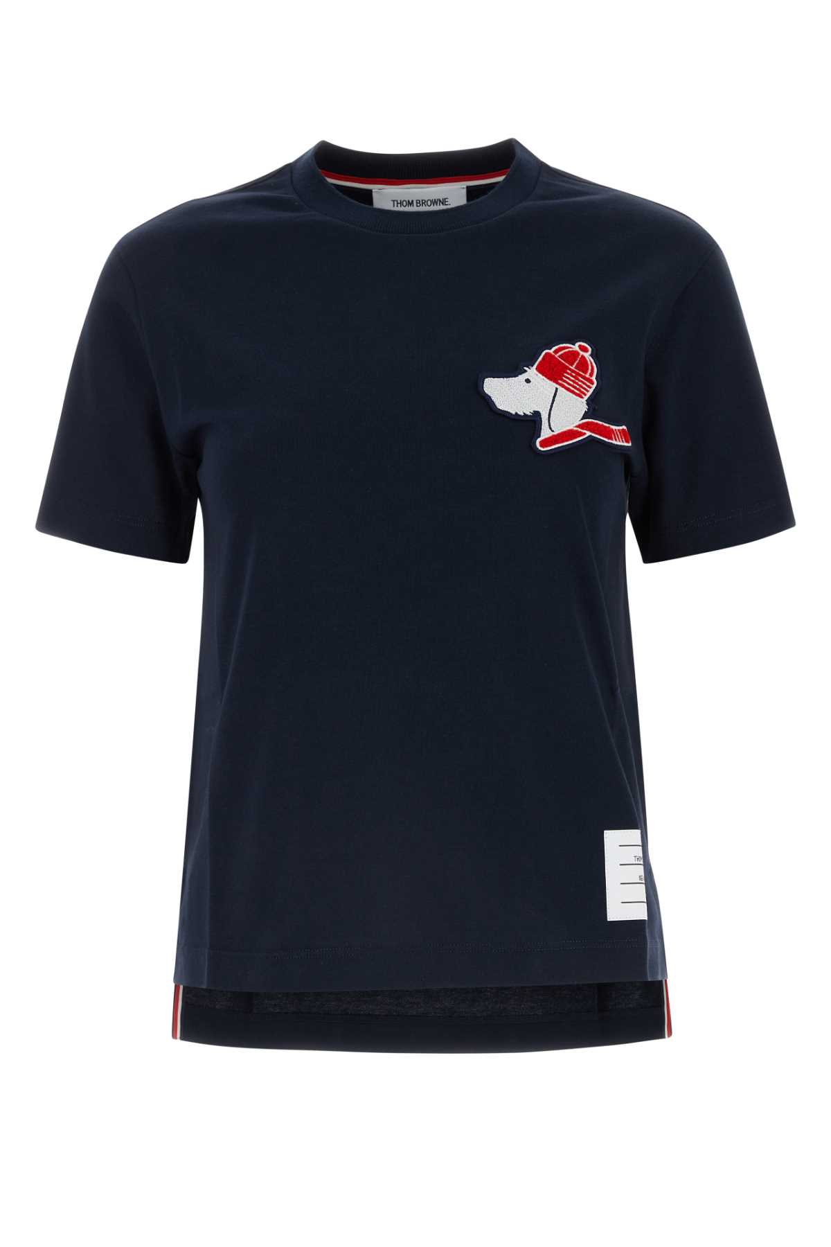 Shop Thom Browne Navy Blue Cotton T-shirt